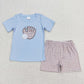 Baby Boy Short Sleeves Embroidery Baseball Shirt Shorts Sibling Set Clothes RTS