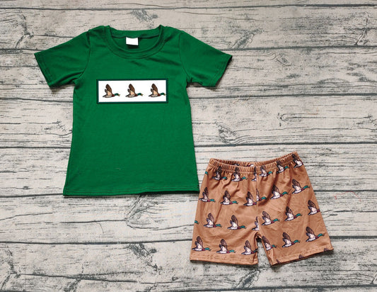 Pre-order Baby Boy Green Short Sleeves Shirt Ducks Shorts Set