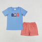 Sibling Baby Boys Kids Short Sleeves Embroidery Shirts Shorts Sets 4th of July Clothes