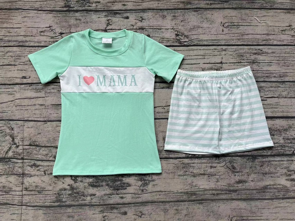 Pre-order Baby Boy I Love Mama Shirt Stripes Shorts Summer Set