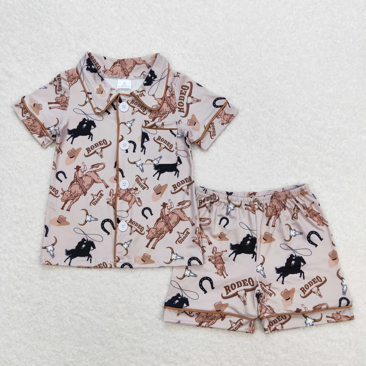 Baby Boy Short Sleeves Western Buttons Shirt Shorts Sibling Pajamas Set RTS
