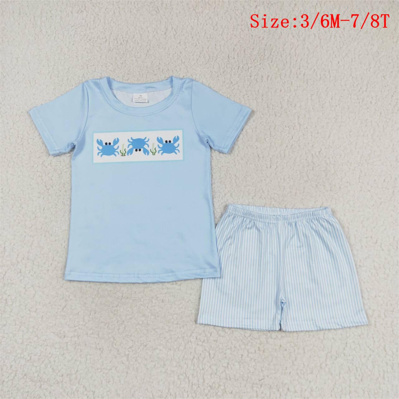 Baby Boy Toddler Short Sleeves Crabs Shirt Shorts Sibling Set Clothes RTS