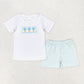 Boy Baby Girl Embroidery Hot Balloons Checked Sibling Romper Shorts Set RTS