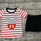 Baby Boy Red Stripes Mouse Shirt Black Shorts Set