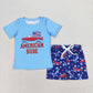 Baby Boy Short Sleeves July 4th Trucks Sibling Outfit Clothes Set RTS