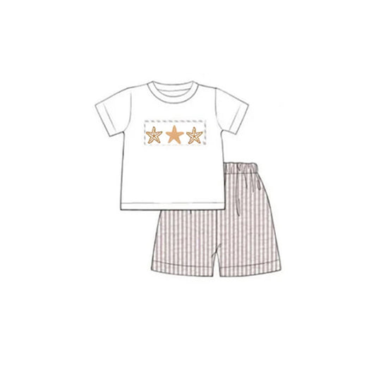 Moq 3 Pre-order Baby Boy Short Sleeves Stars Shirt Stripes Shorts Set