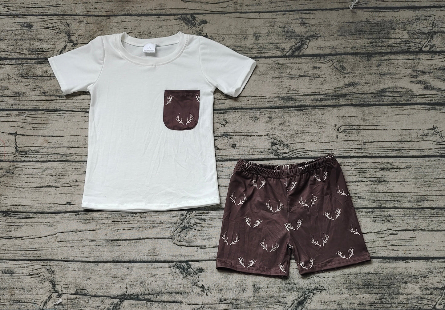 Baby Boy White Tee Shirts Tops Deer Shorts Clothes Set