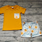 Baby Boy Short Sleeve Orange Tee Shirts Sun Shorts Set