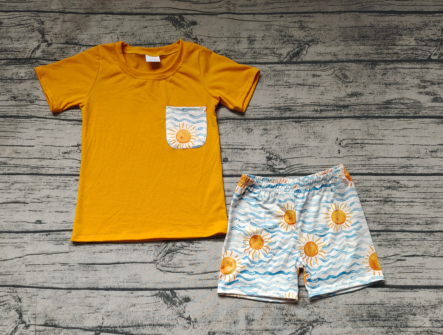 Baby Boy Short Sleeve Orange Tee Shirts Sun Shorts Set