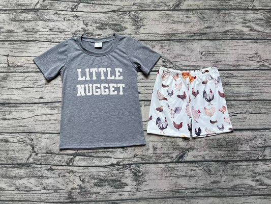 Baby Boy Short Sleeves Little Nugget Shirt Chicken Shorts Set