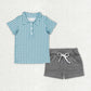 Kids Boys Buttons Polo Short Sleeves Shirt Pockets Shorts Sibling Set RTS