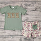 Pre-order Baby Boy Short Sleeves Embroidery Rabbit Shirt Camo Shorts Clothes Easter Green Set