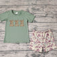 Pre-order Baby Boy Short Sleeves Embroidery Rabbit Shirt Camo Shorts Clothes Easter Green Set