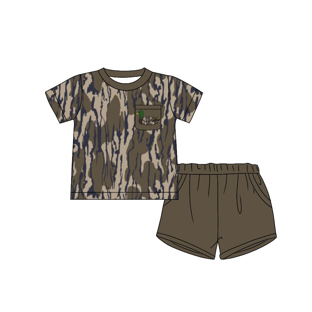 Preorder Baby Boy Duck Pocket Camo Shirt Shorts Clothes Set