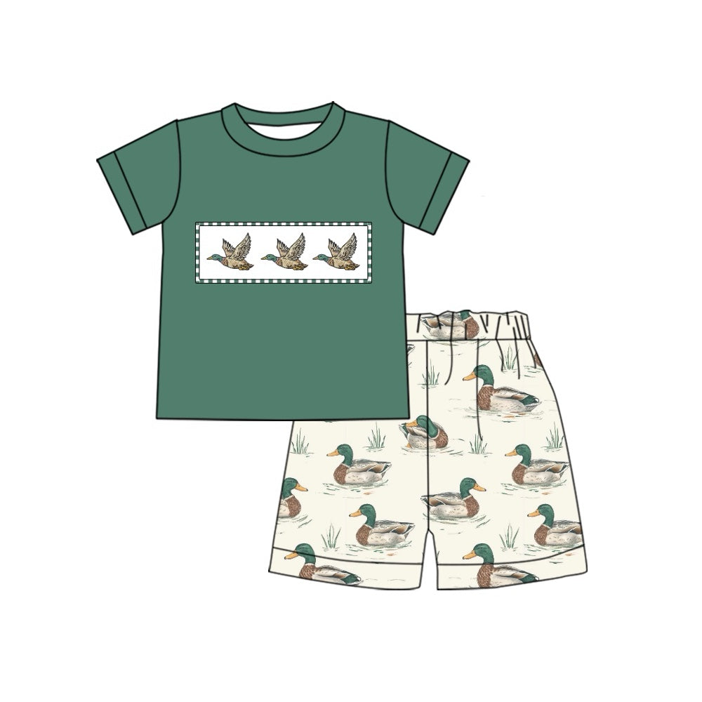 Preorder Baby Boy Short Sleeves Duck Green Shirt Shorts Clothes Set