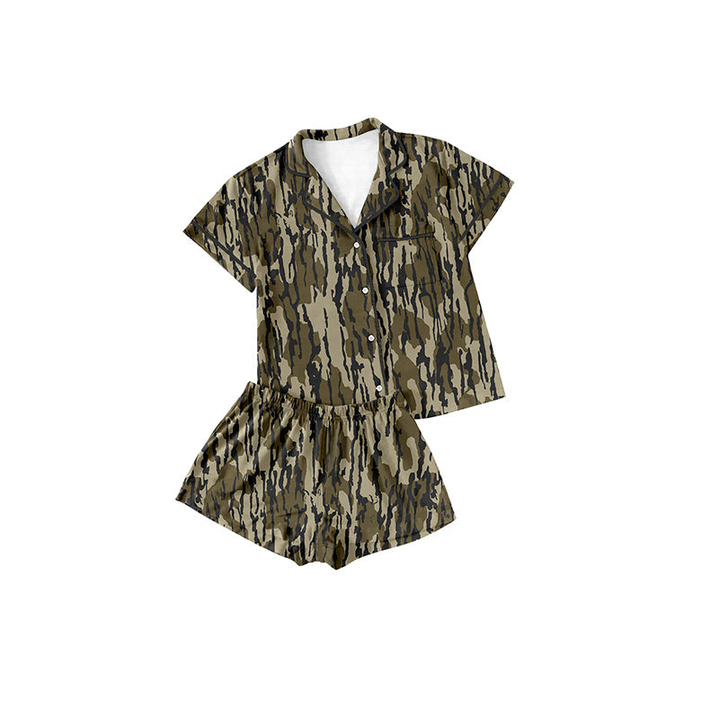 Preorder Baby Boy Camo Short Sleeves Buttons Shirt Shorts Pajamas Clothes Set