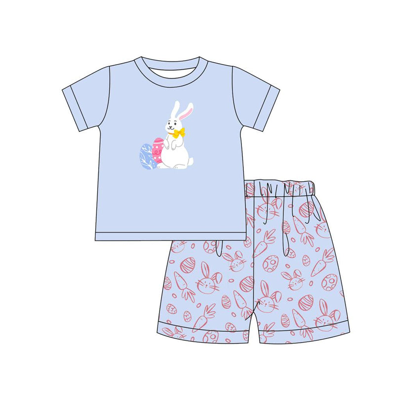 Preorder Baby Boy Short Sleeves Easter Rabbit Eggs Shirt Shorts Clothes Set