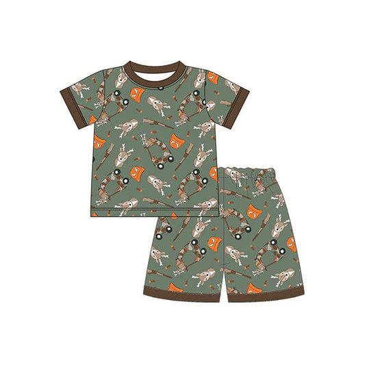 Preorder Baby Boy Short Sleeves Deer Cart Camo Shirt Shorts Pajamas Clothes Hunting Set