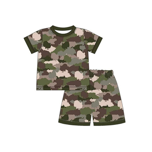 Preorder Baby Boy Short Sleeves turkey Camo Shirt Shorts Pajamas Clothes Set