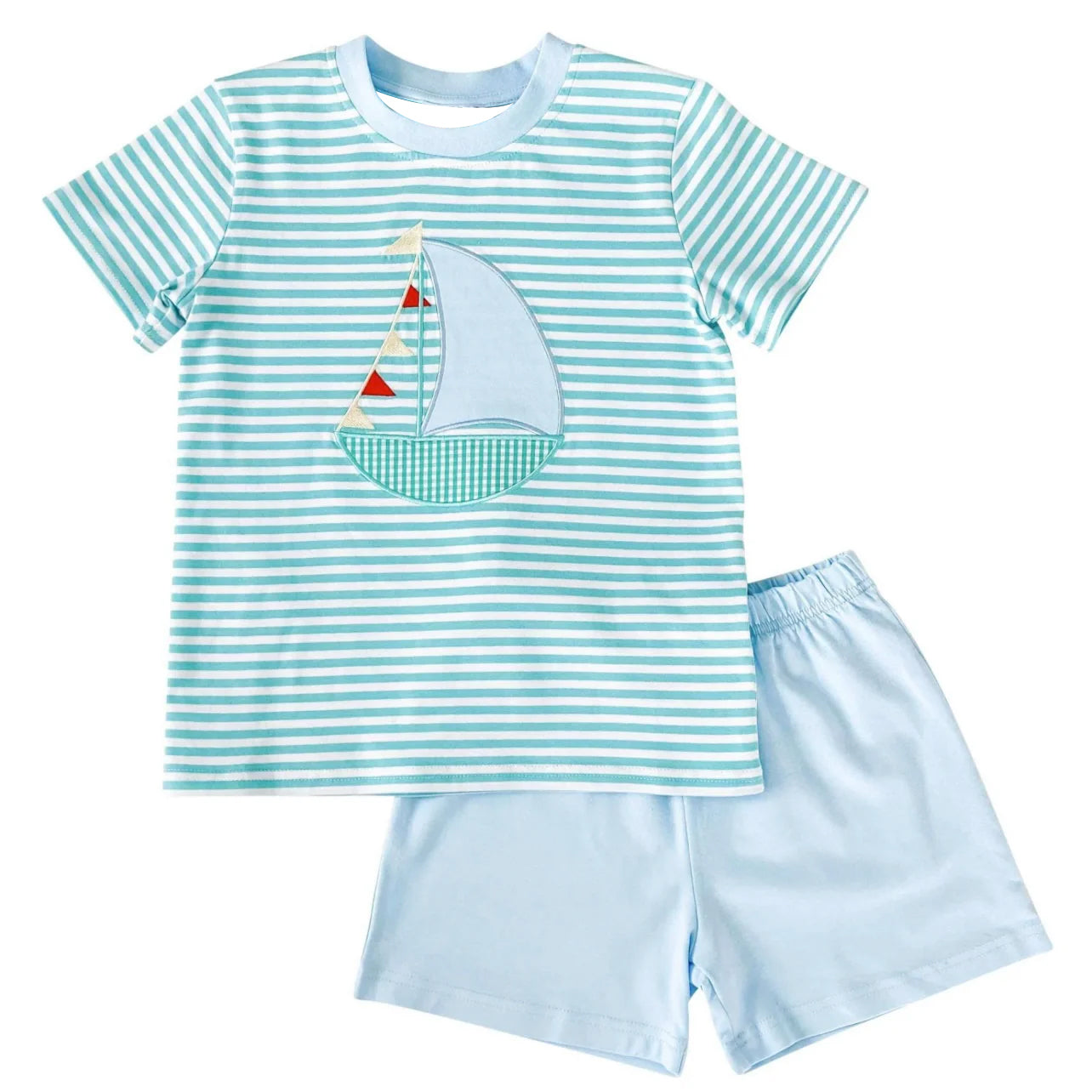 Preorder Baby Boy Short Sleeves Stripes Boat Shirt Shorts Clothes Set