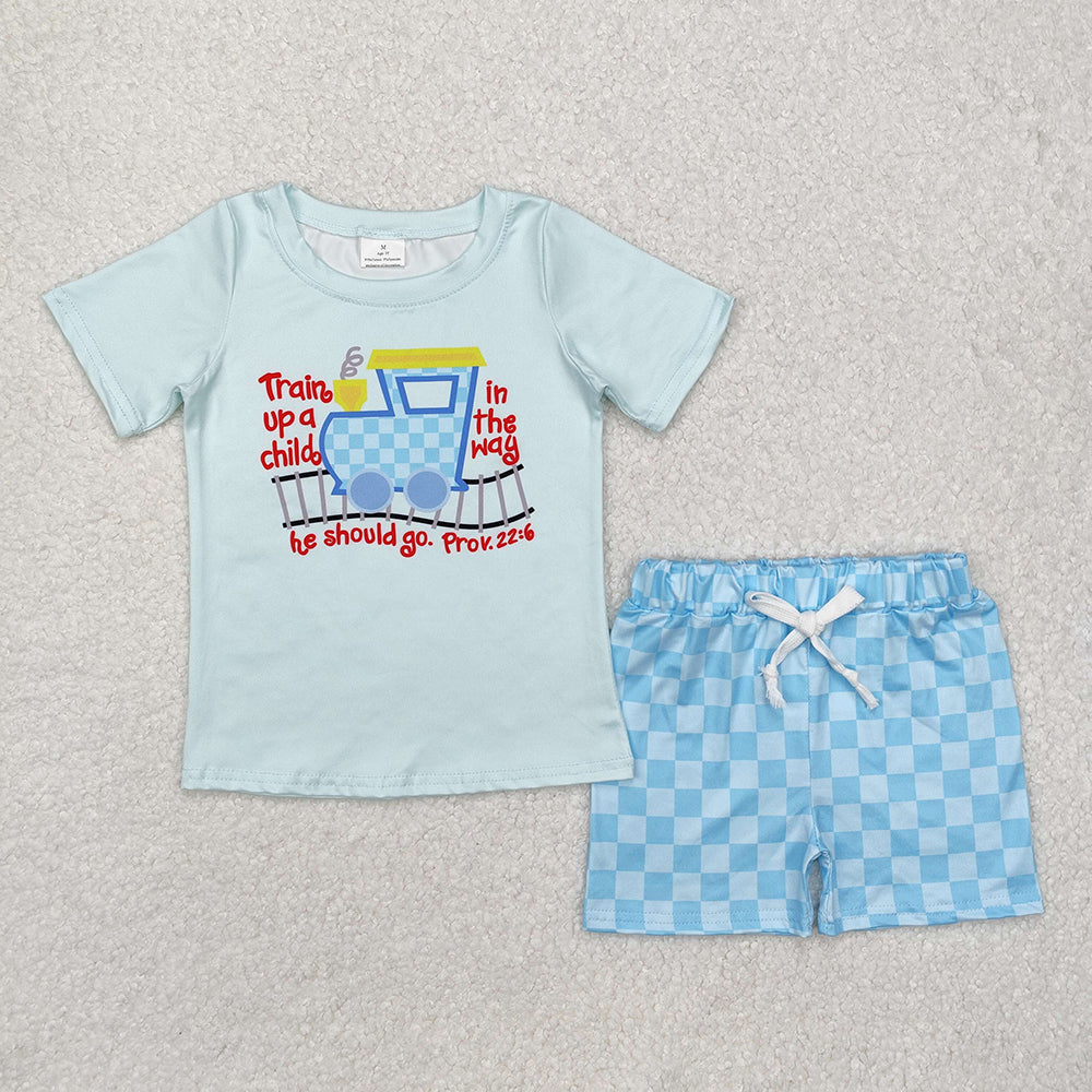 Baby Boy Girl Short Sleeves Train Shirt Shorts Sibling Clothes Set