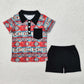 Kids Boys Buttons Polo Short Sleeves Shirt Pockets Shorts Sibling Set RTS