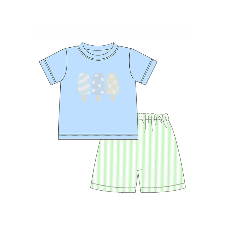 Preorder Baby Boy Short Sleeves Popstick Shirt Shorts Summer Clothes Set