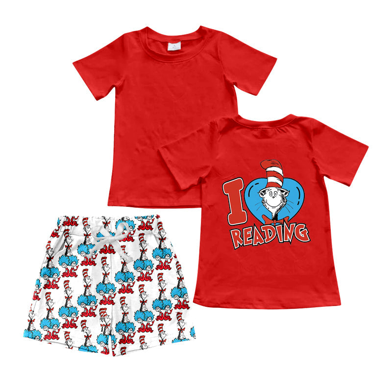 Preorder Baby Boy Short Sleeves Dr Reading Red Shirt Shorts Clothes Set