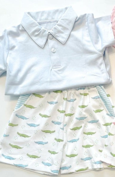 Preorder Baby Boy Short Sleeves Blue Shirt Shorts Clothes Set