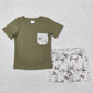 Baby Boy Short Sleeves Pocket Shirt Ducks Dogs Shorts Hunting Set Sibling Clothes RTS