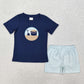 Baby Boy Girl Short Sleeves Embroidery Beach Sibling Clothes Set