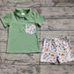 RTS Baby Boy Short Sleeves Green Pocket Shirt Fishing Shorts Clothes Set