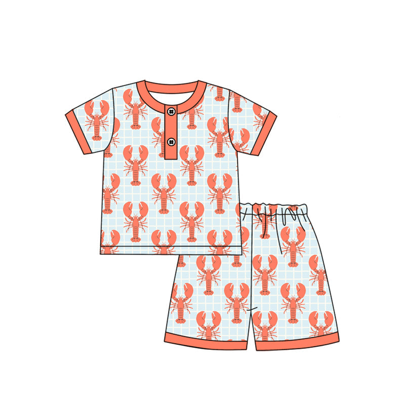 Preorder Baby Boy Short Sleeves Shirt Crawfish Shorts Pajamas Clothes Set