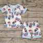 Baby Boy Short Sleeves Shirt Cartoon Dogs Shorts Pajamas Clothes Blue Set RTS