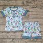 Baby Boy Short Sleeves Blue Toys Shirt Shorts Pajamas Set RTS