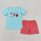 Sibling Baby Boys Short Sleeves Embroidery Popsicle Stripes Shirts Shorts Sets Clothes RTS