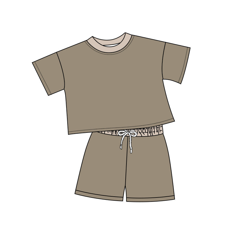 Preorder Baby Kids Toddler Short Sleeves Green Shirt Shorts Clothes Cotton Set ( Moq 5 )