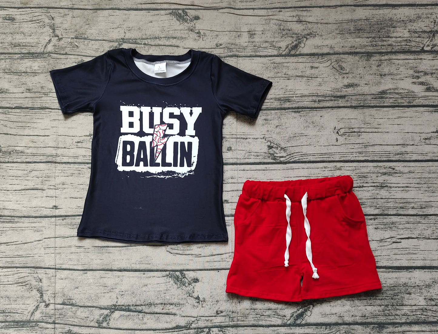 Baby Boy Kids Toddler Baseball Shirt Red Cotton Shorts Clothes Set RTS