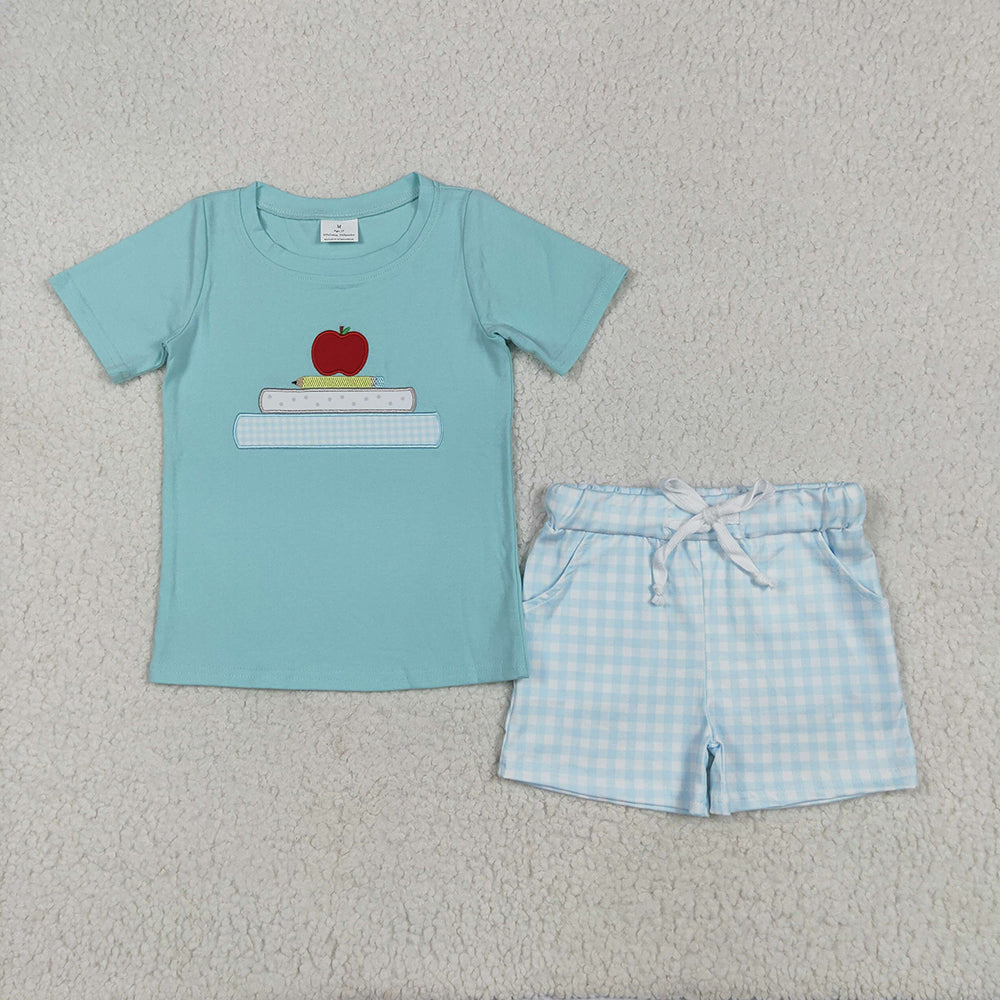 Baby Boy Short Sleeves Embroidery Shirt Shorts Back To School Clothes Sibling Set RTS