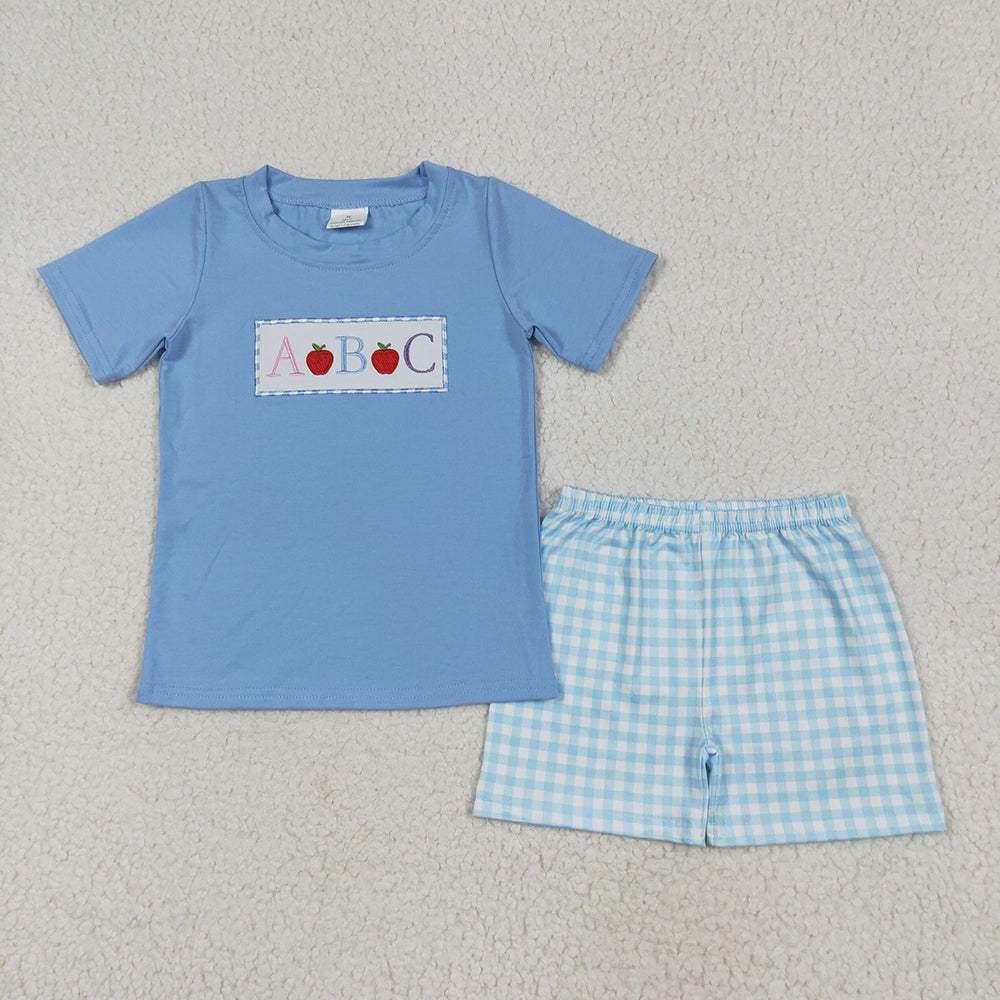 Baby Boy Short Sleeves Embroidery Shirt Shorts Back To School Clothes Sibling Set RTS