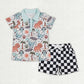 Boys Kids Short Sleeves Button Polo Shirt Pockets Shorts Sibling Outfit Clothes Set RTS