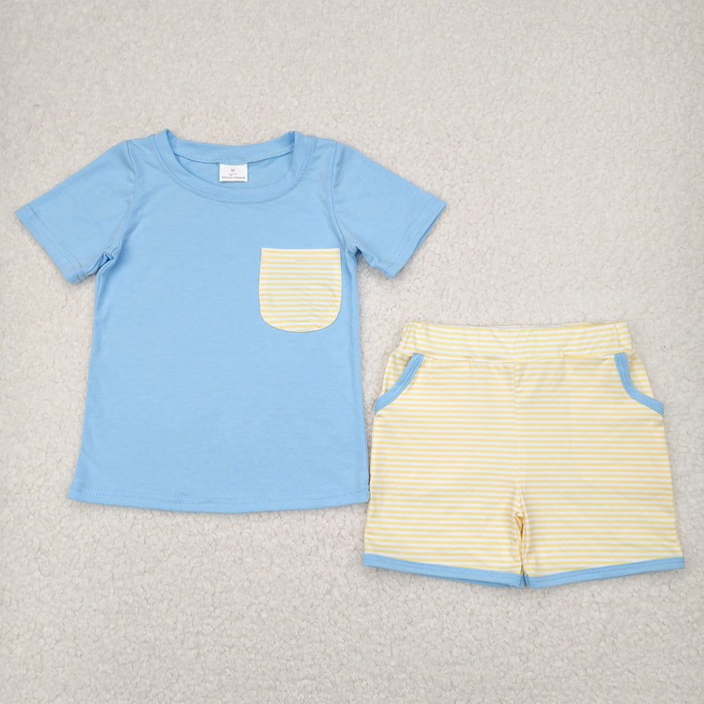 Baby Boy Girl Flower Yellow Blue Summer Sibling Outfit Clothes RTS
