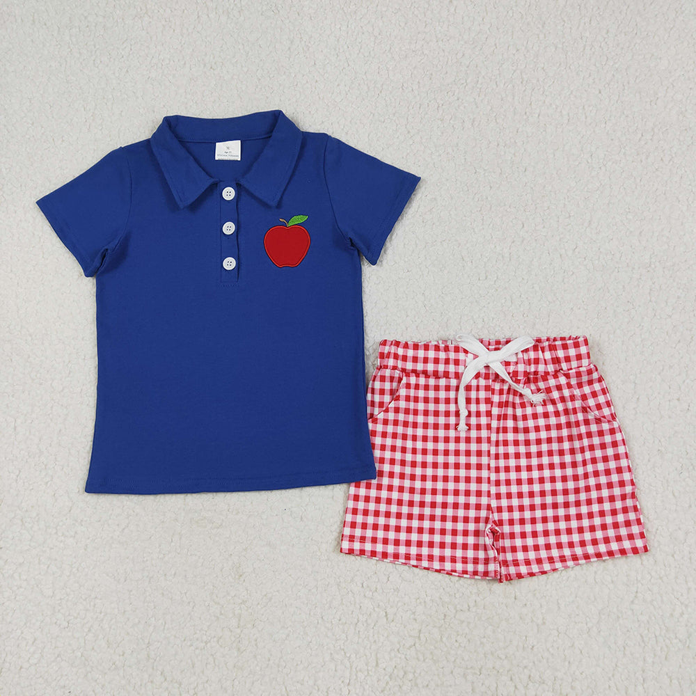 Baby Boy Short Sleeves Embroidery Shirt Shorts Back To School Clothes Sibling Set RTS