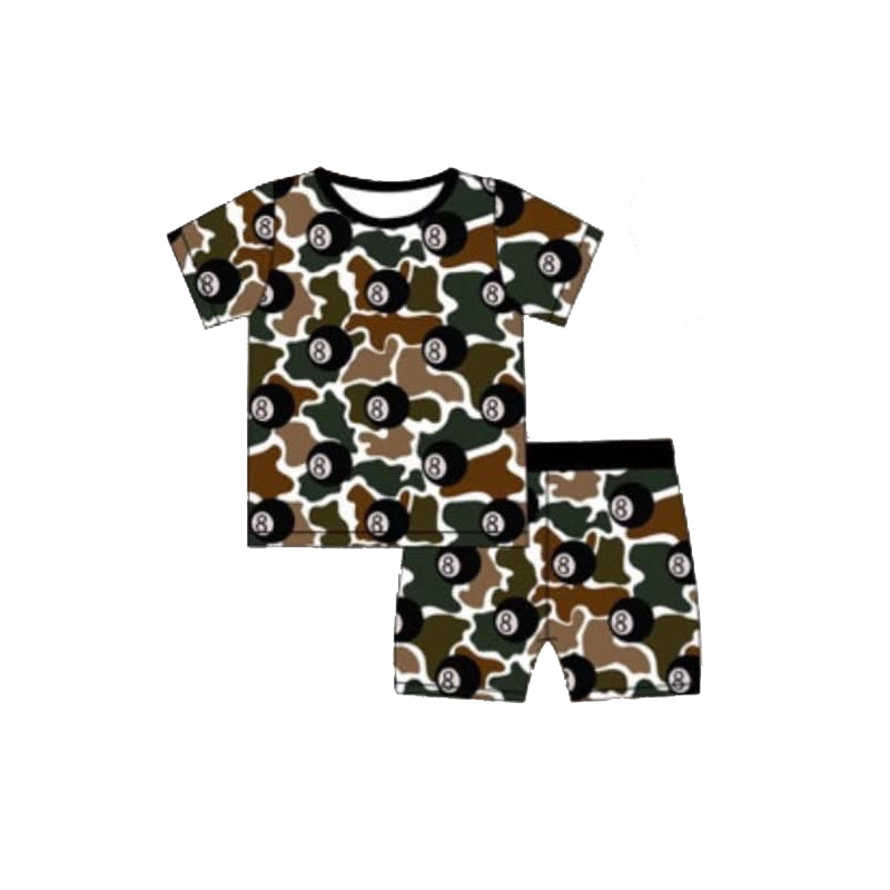 Preorder Baby Boy Short Sleeves Brown Camo Shirt Shorts Pajamas Clothes Set ( Moq 5 )