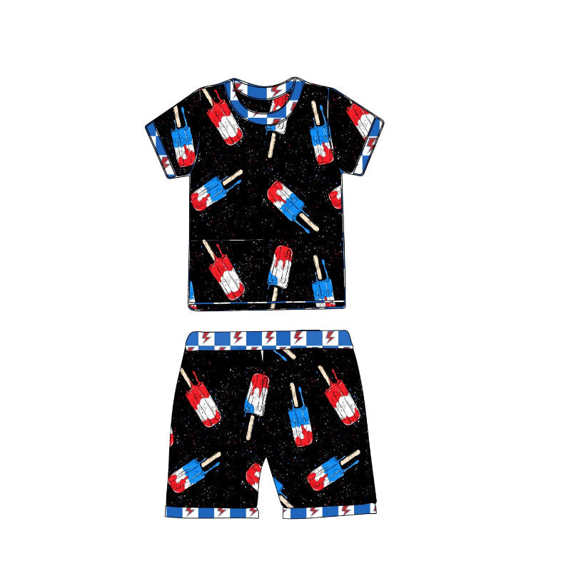 Baby Boy Short Sleeves Popsicles Shirt Shorts July 4th Set RTS