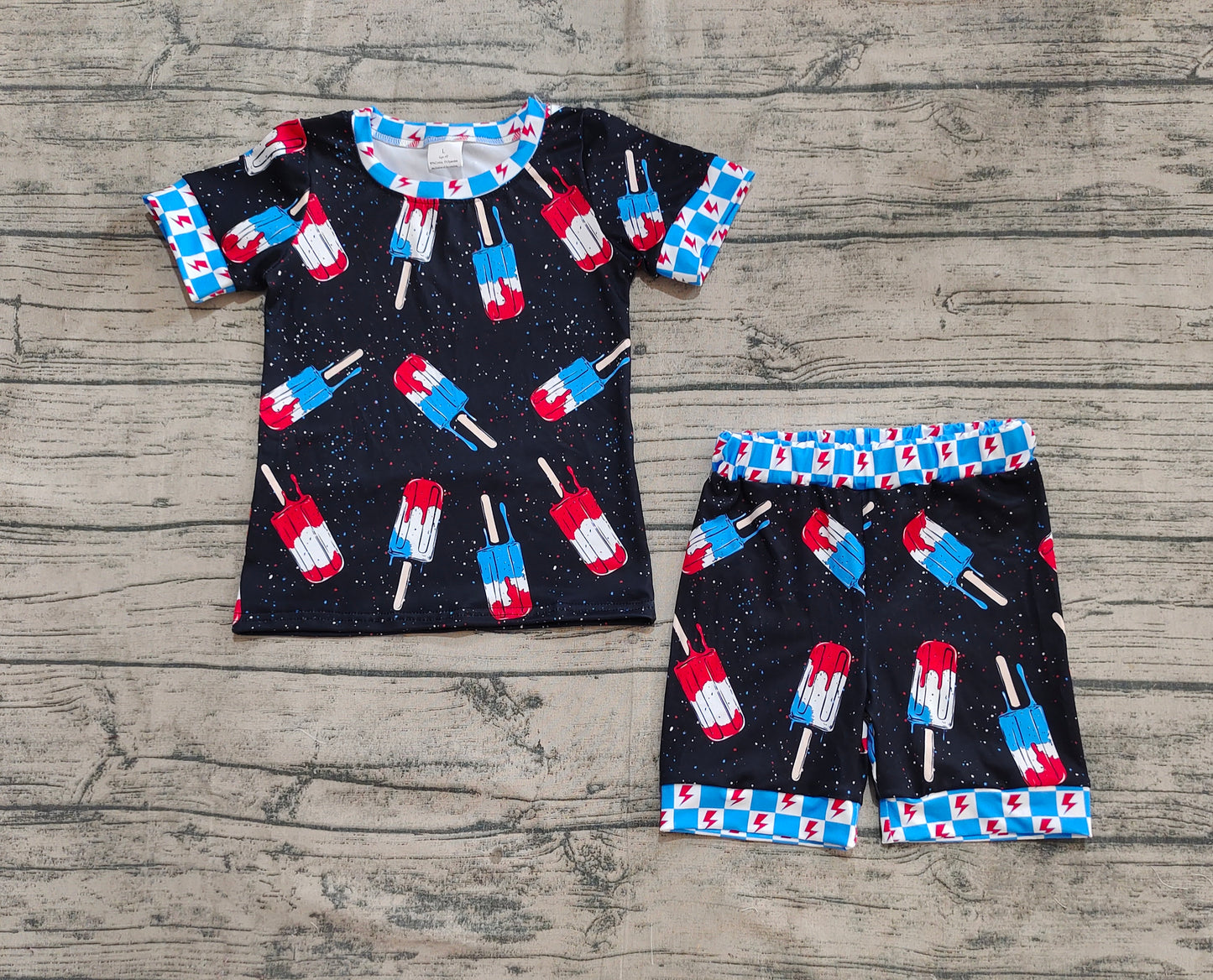 Baby Boy Short Sleeves Popsicles Shirt Shorts July 4th Set RTS