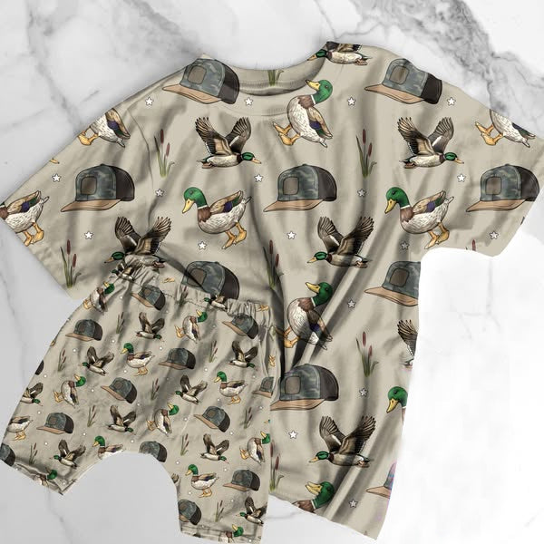 Preorder Baby Boy Short Sleeves Ducks Shirt Tops Shorts Clothes Set ( Moq 5 )