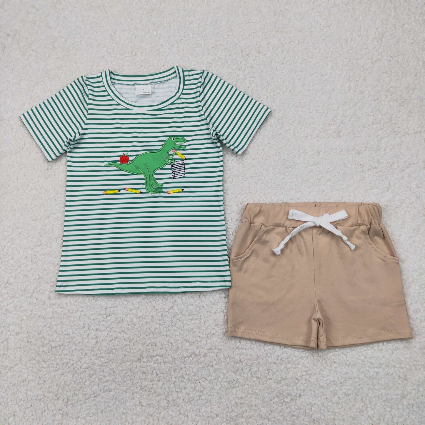 Baby Boy Short Sleeves Embroidery Sibling Back to School Outfit RTS
