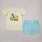 Baby Boy Short Sleeves Embroidery Sibling Back to School Outfit RTS