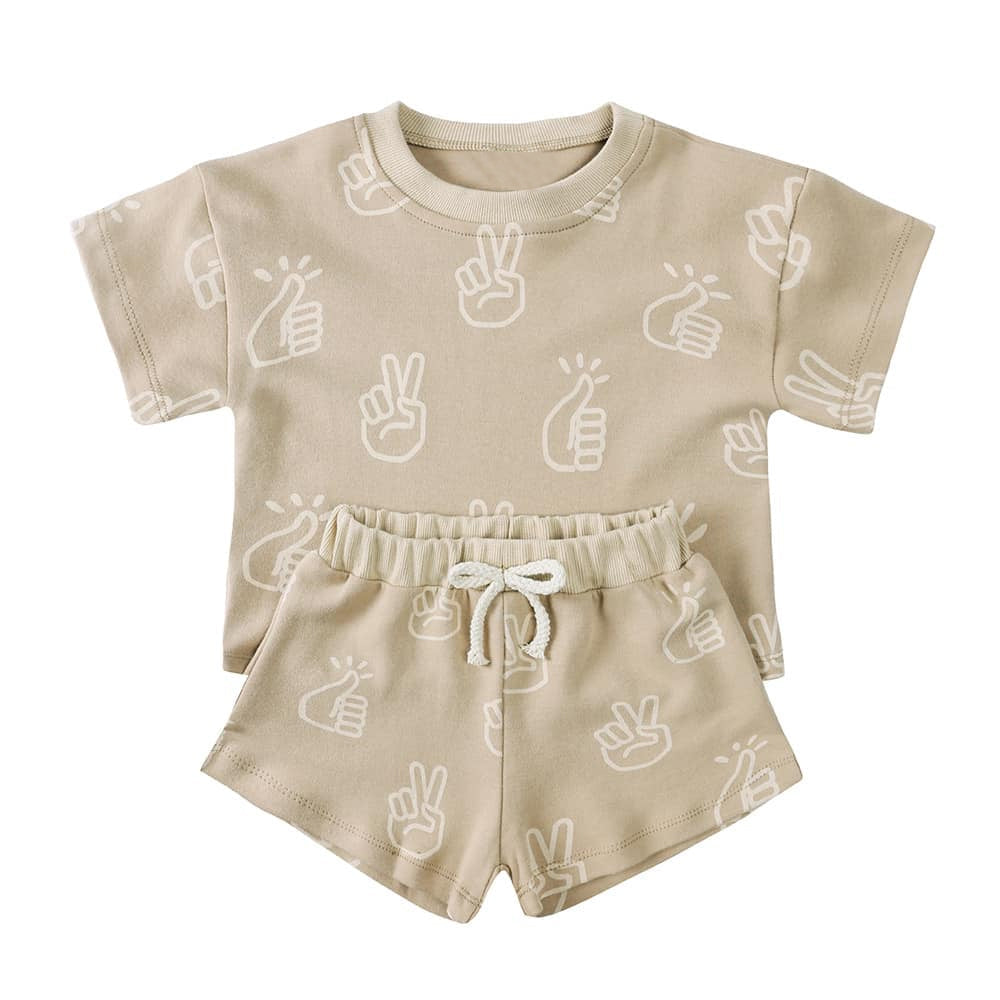 Preorder Baby Boy Kids Short Sleeves Yeah Shirt Shorts Pajamas Set ( Moq 5 )